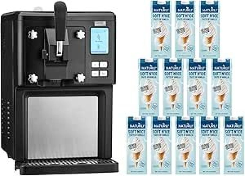 Image of Cooks Professional Digital Luxury Soft Serve Ice Cream Maker with 6 x 1L Dairy-Free Mix in Black Size: 12 Pack Black Unisex 12 Pack