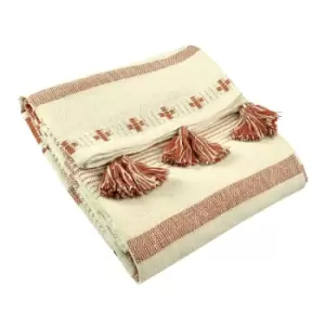 image of Pangea Tasselled Throw Terracotta