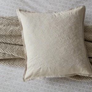 image of Murmur Thea Linen Cushion Brown and White