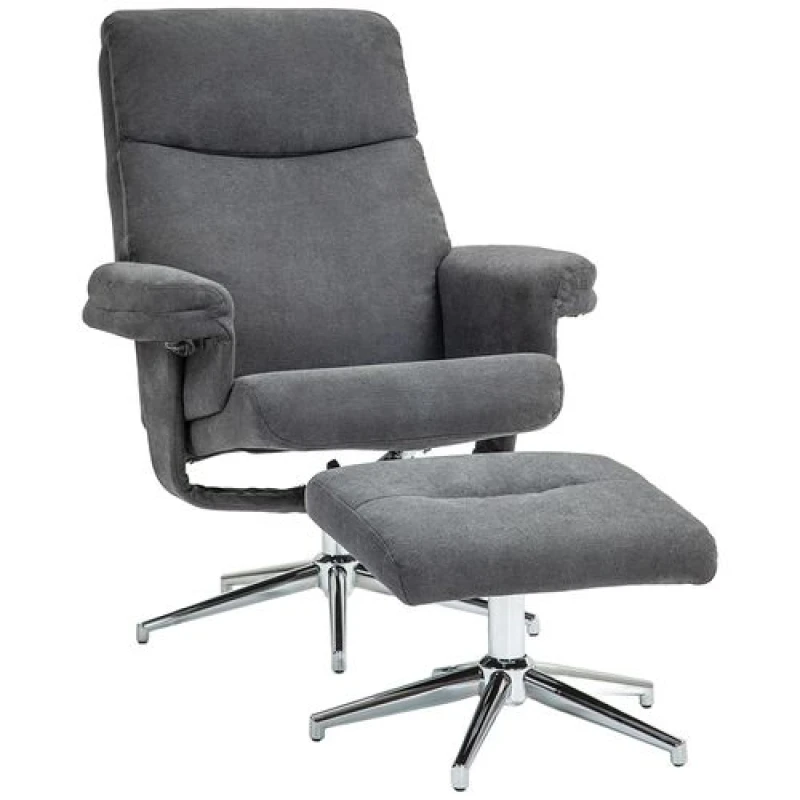 Image of HOMCOM Recliner Chair with Footstool, Upholstered Velvet Fabric Armchair Light Brown, Brown 83B-110V70LR