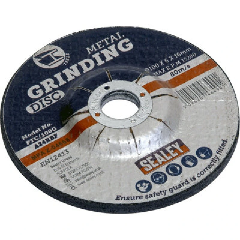 Image of Loops Aluminium Oxide DPC Metal Grinding Disc - 100 x 6mm - 16mm Bore Depressed Centre Multi
