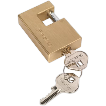 image of Sealey Heavy Duty Brass Shutter Padlock 56mm Standard