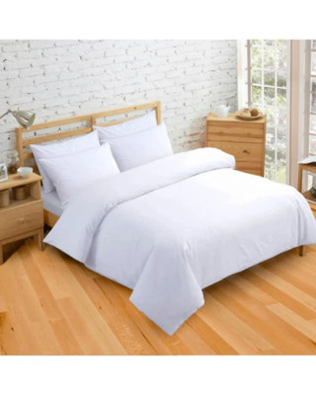 Image of Velosso White Plain Dyed Duvet Cover And Pillowcase Set Single