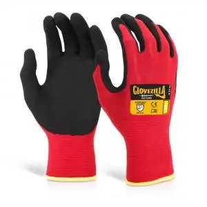 image of Beeswift Glovezilla Nitrile Nylon Glove Red M Pack of 10 GZ103REM