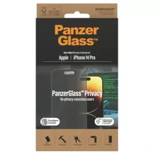 image of iPhone 14 Pro PanzerGlass UltraWide Fit Privacy EasyAligner Screen Protector - Black Edge