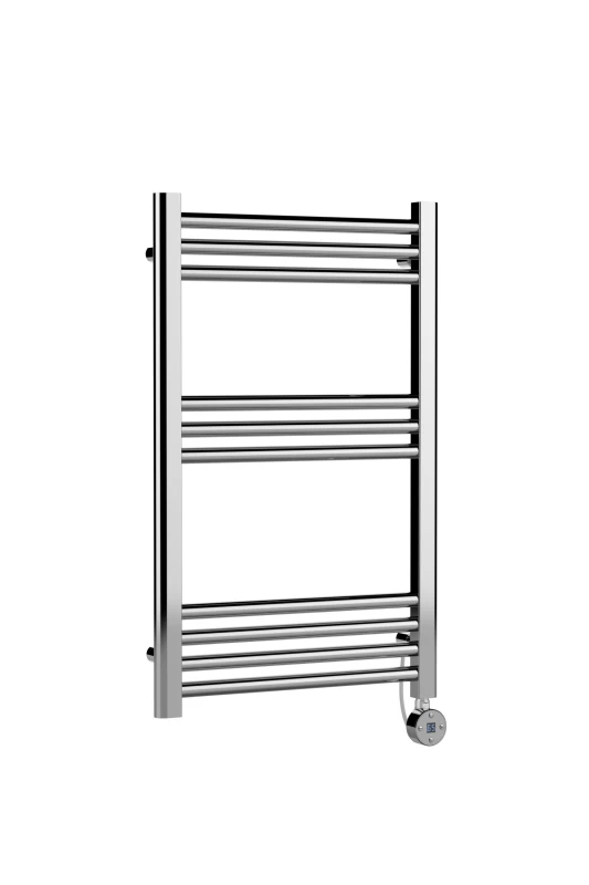 Image of Balterley Electric Round Tube Towel Rail with 10 Bars, 800mm x 500mm - Chrome in Silver Silver Unisex