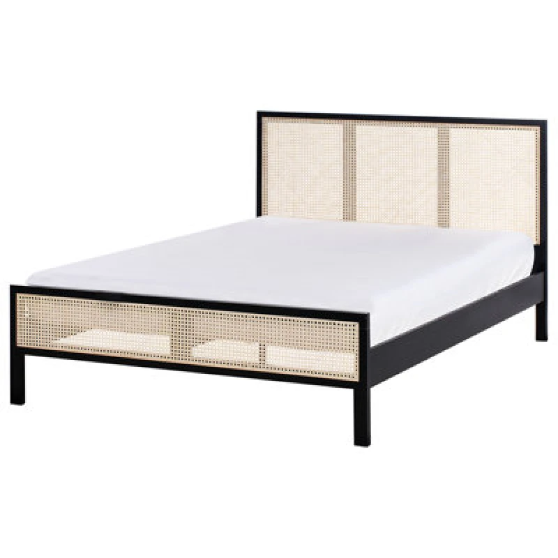 Image of Beliani Bed Pine Wood Salernas 140 X 200 Cm (Eu Double) Black