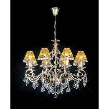 Image of Pendant light Torino 8 bulbs gold / crystal