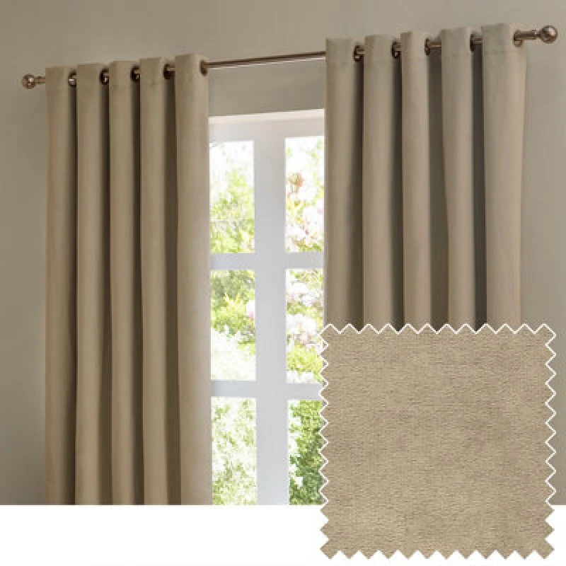 Image of Furn. The Ultimate Velvet Room Darkening Eyelet Curtain Pair Mocha (W)117Cmx (D)137Cm
