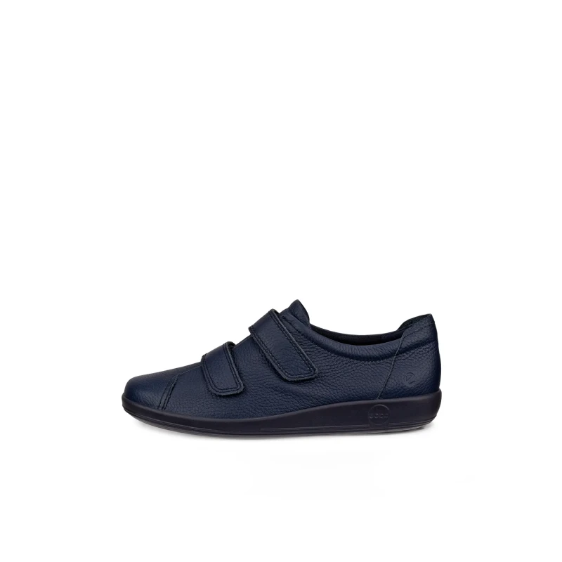 Image of Ecco Soft 2.0 206513 Leather Womens Hook and loop Shoes - Marine - Size:UK 6.5-7