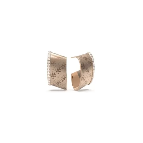 Image of Rose Gold Plated Crystal 4G Logo Earrings UBE01157RG