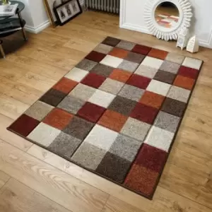 Image of Portland 1923 X Orange Red 160cm x 230cm Rectangle - Multicoloured and Orange and Red