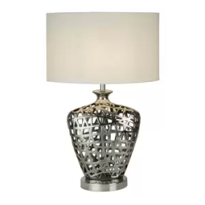 Image of Searchlight Network - 1 Light Table Lamp Chrome, White Shade, E27