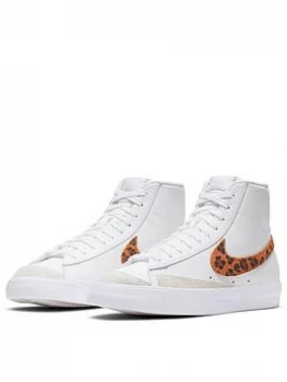 image of Nike Blazer Mid '77 Trainer - White/Leopard, White/Leopard, Size 3, Women