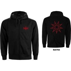 image of Slipknot - 9 Point Star Unisex Large Zipped Hoodie - Black