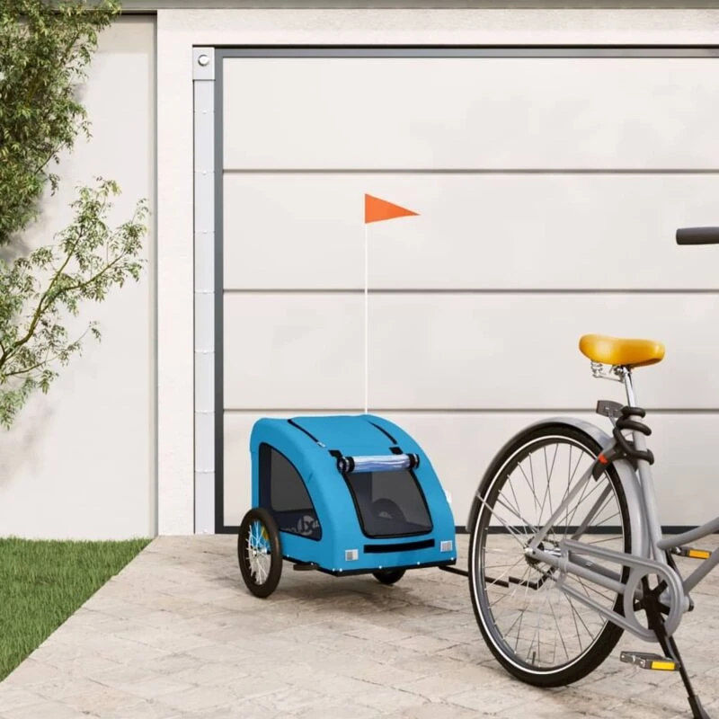 Image of VIDAXL Pet Bike Trailer Blue Oxford Fabric and Iron vidaXL 8720845770457