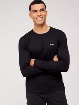 Image of BOSS Togn Curved Logo Long Sleeve T-Shirt, Black, Size 2XL, Men
