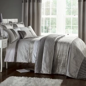 image of Catherine Lansfield Gatsby Double Bed Set - Silver