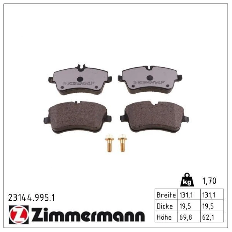 Image of ZIMMERMANN Brake pad set ZIMMERMANN 23144.995.1