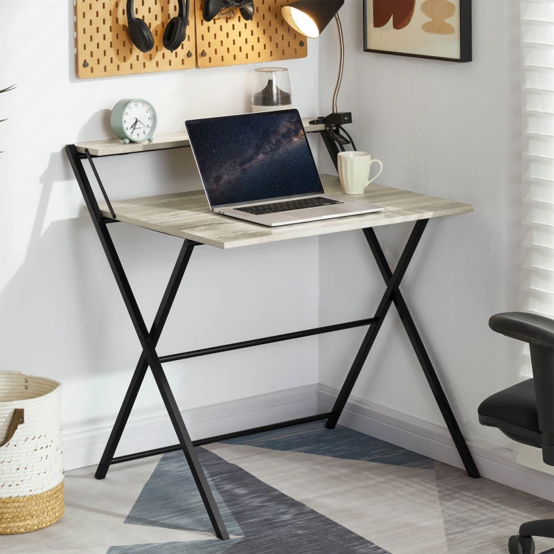 Image of Lassic Vida Designs Brooklyn Foldable Computer Desk Grey unisex Foldable