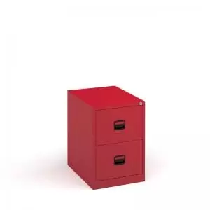 image of Steel 2 drawer contract filing cabinet 711mm high - red