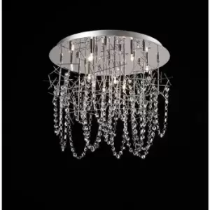Image of Diyas - Ceiling lamp Lexi 10 bulbs polished chrome/crystal