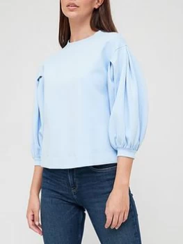 image of Ted Baker Puff Sleeve Sweat - Blue, Size 1=8, Women