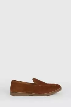 Image of Mens Tan Suede Slip On Loafers