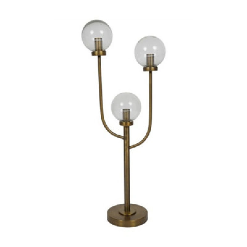 Image of Buttercup Farm Wellesley Three Globe Table Lamp - Iron/glass - L18 X W35 X H82cm - Brass