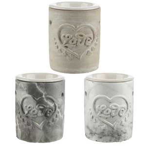 Image of Love Heart Concrete Oil Burner (1 Random Supplied)