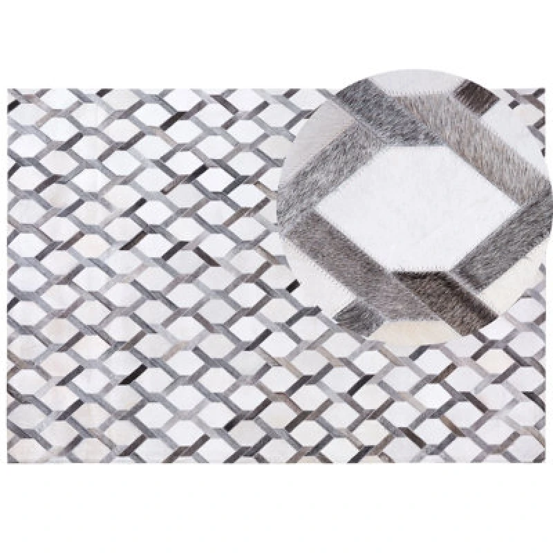 Image of Beliani Rug Aydin Grey 160 X 230 Cm Leather
