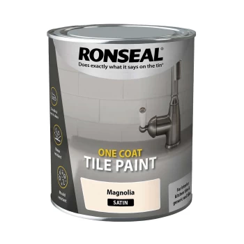 image of Ronseal One Coat Tile Paint Magnolia Satin - 750ml