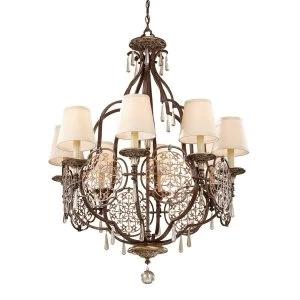 Image of 8 Light Multi Arm Chandelier British Bronze Finish, E27