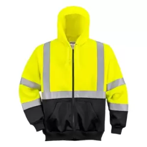 image of PW2 Hi Vis Two Tone Zipped Hoodie Yellow / Black 2XL