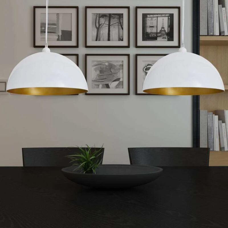 Image of VIDAXL Ceiling Lamp 2 pcs Height-adjustable Semi-spherical White vidaXL 241114fr