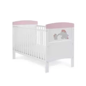 image of Obaby Grace Inspire Cot Bed Me And Mini Me Elephants - Pink