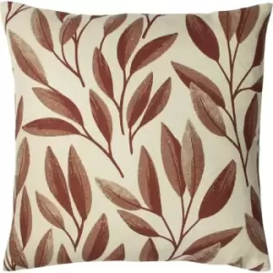 Image of Paoletti Laurel Botanical Cushion Cover (One Size) (Rust) - Rust