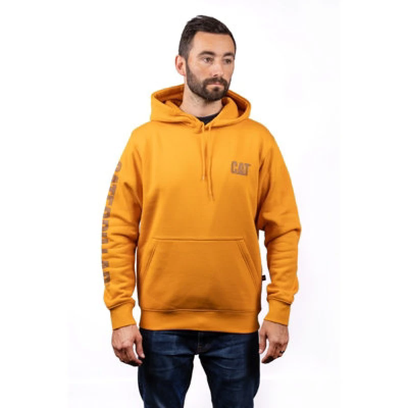 Image of Caterpillar Trademark Banner Hooded Sweatshirt Yellow