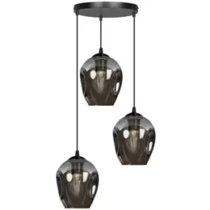 Image of Emibig Istar Black Cluster Pendant Ceiling Light with Graphite Glass Shades, 3x E27