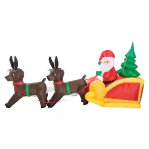 image of HOMCOM Inflatable Self-inflating Santa Sleigh Reindeer Christmas