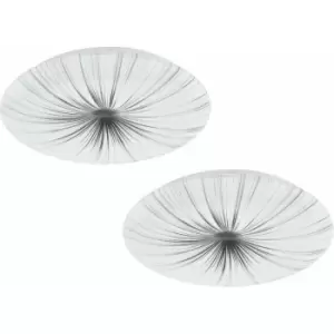 Image of Loops - 2 pack Wall Flush Ceiling Light Colour White Shade White Silver Plastic LED 24W