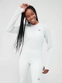 Image of adidas Run Icons 3 Bar Long Sleeve Tee - Light Green, Light Green Size M Women