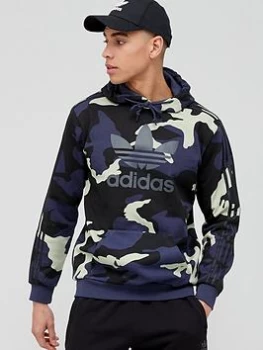 Image of adidas Originals Trefoil Camo Hoodie - Black/Camo, Black Camo Size M Men