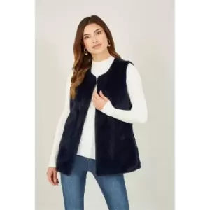Image of Yumi Navy Faux Fur Gilet - Blue