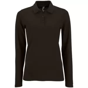 Image of SOLS Womens/Ladies Perfect Long Sleeve Pique Polo Shirt (3XL) (Black)