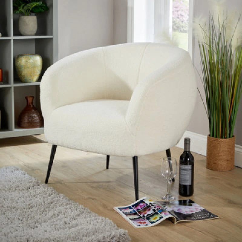 Image of Home Source Elko Round Faux Fur Chair White