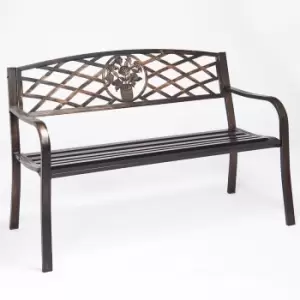 image of Greenhurst Bronze Coalbrookdale Garden Bench with Cast Iron Rose Insert