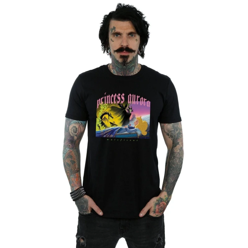 Image of Disney Men Sleeping Beauty And Maleficent T-Shirt in Black Size: Small Black S Male 5057972526392