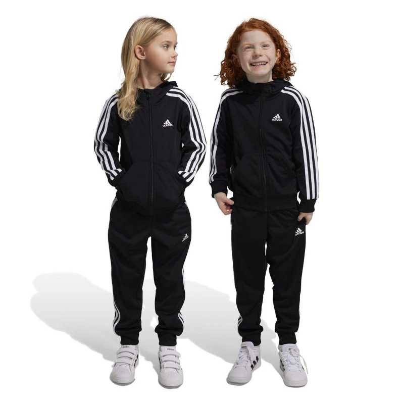 Image of adidas Stripe Poly Tracksuit - Black 5 - 6 Years