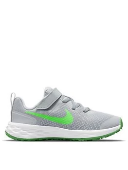 Image of Nike Revolution 6 Trainers - Grey/Green, Grey/Green, Size 1